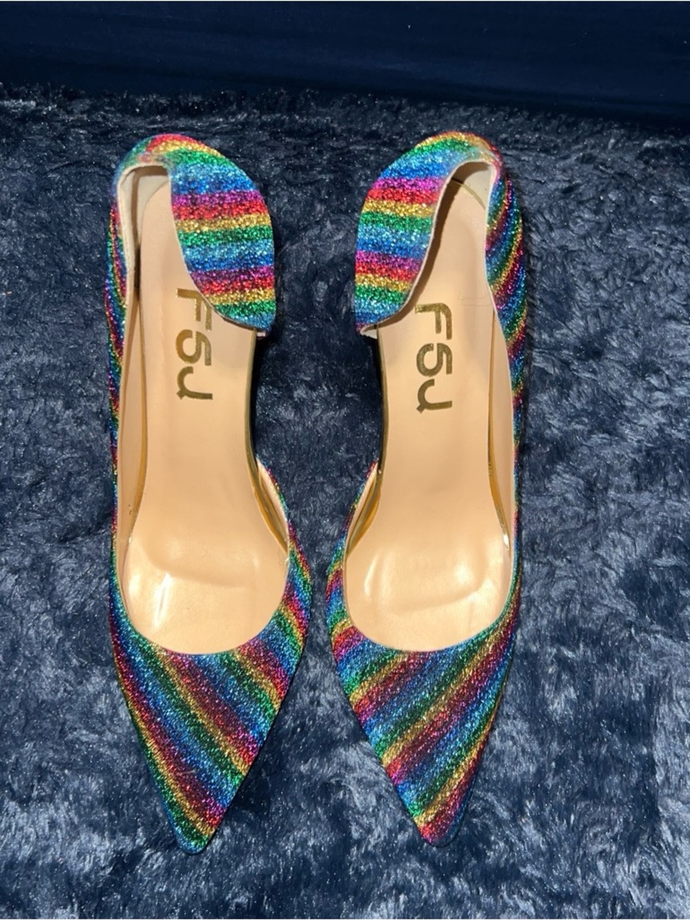 F5J Multi-Color Glitter Pointed D'Orsay Pumps